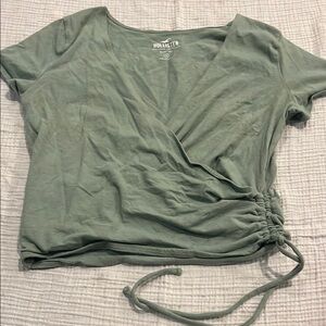 Hollister Green Blouse with Tie Front and Wrap Style